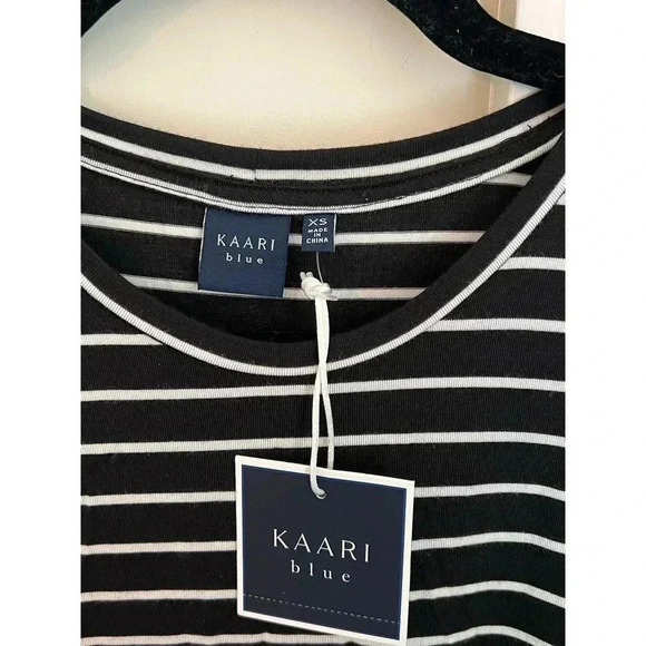 Kaari blue dress size xs hi low black and white striped NWT - Picture 2 of 4